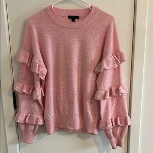 J.Crew Ruffle Sleeve Sweater — Pink, Size Small